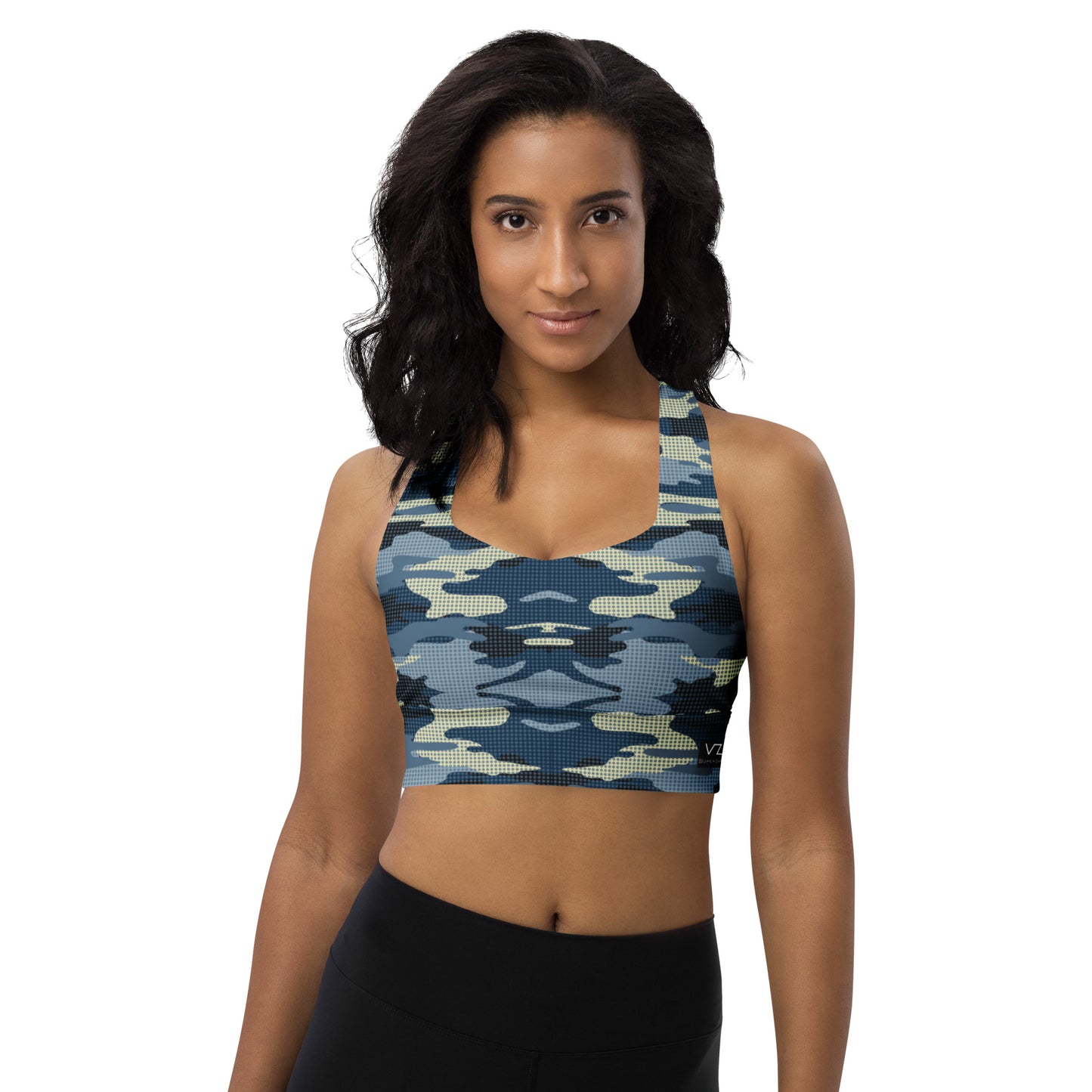 Tactical Navy: Longline Sports Bra - SuperSport, Endurance Series, Double-layered waistline band, Longline silhouette