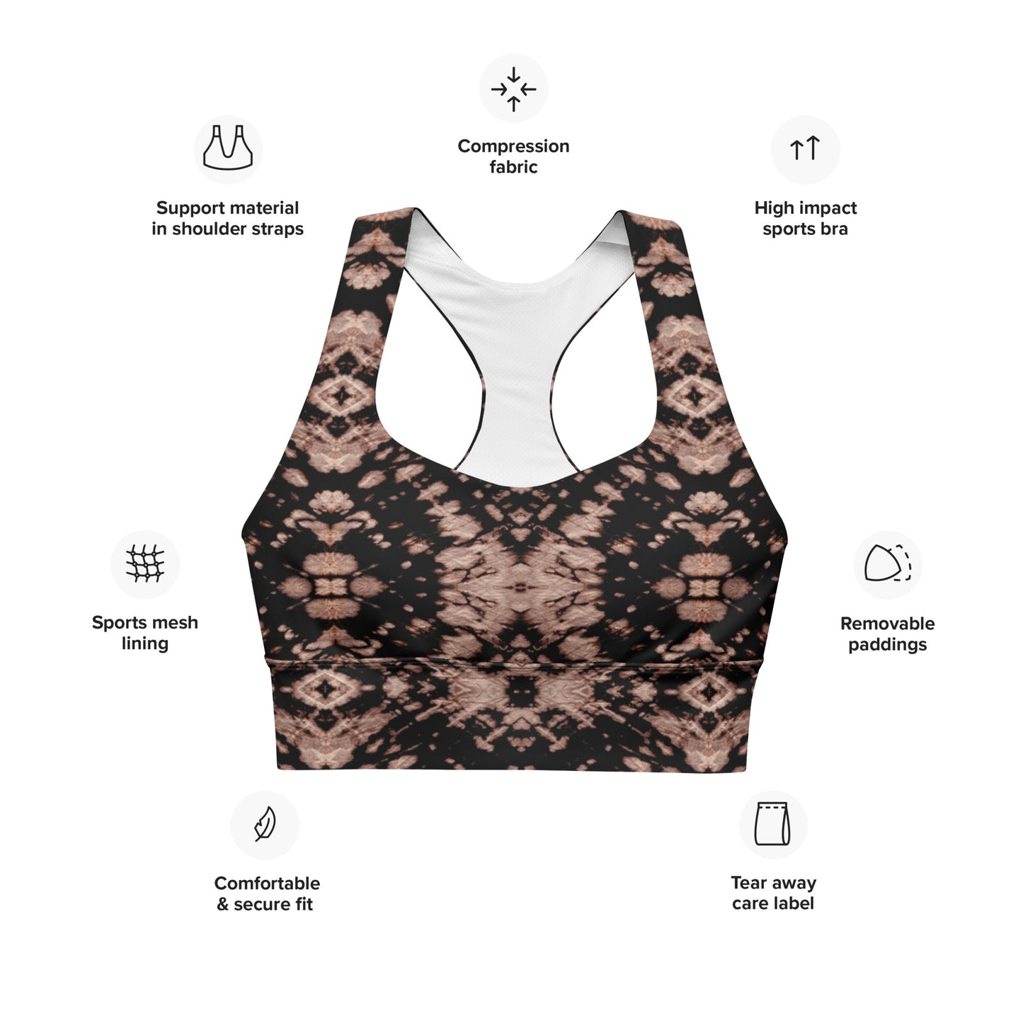 Bordeaux Enclave: Longline Sports Bra - SuperSport, Endurance Series, Double-layered waistline band