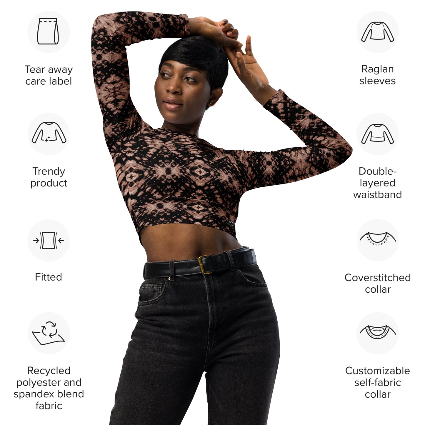 VZI Long Sleeve Crop Top