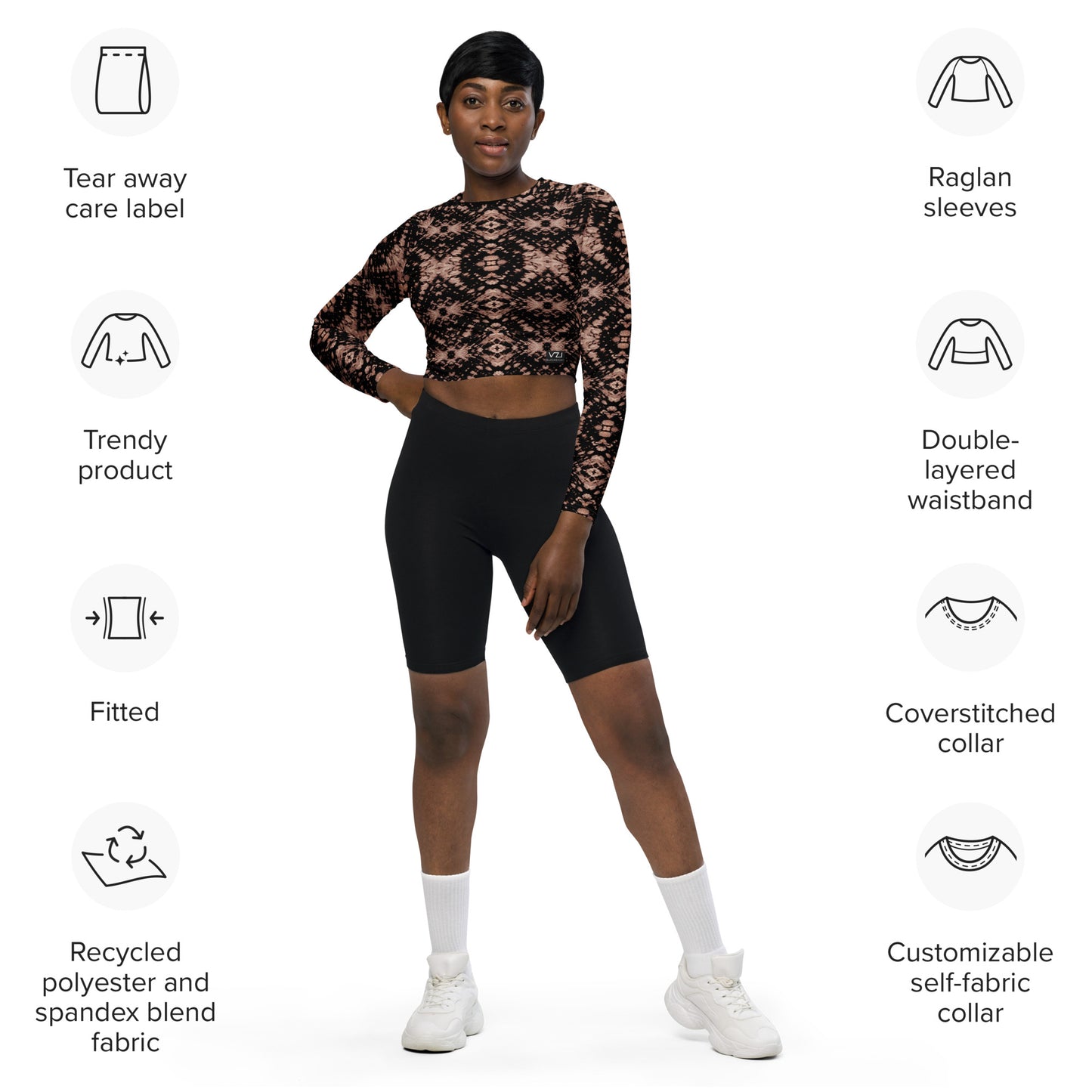 VZI Long Sleeve Crop Top