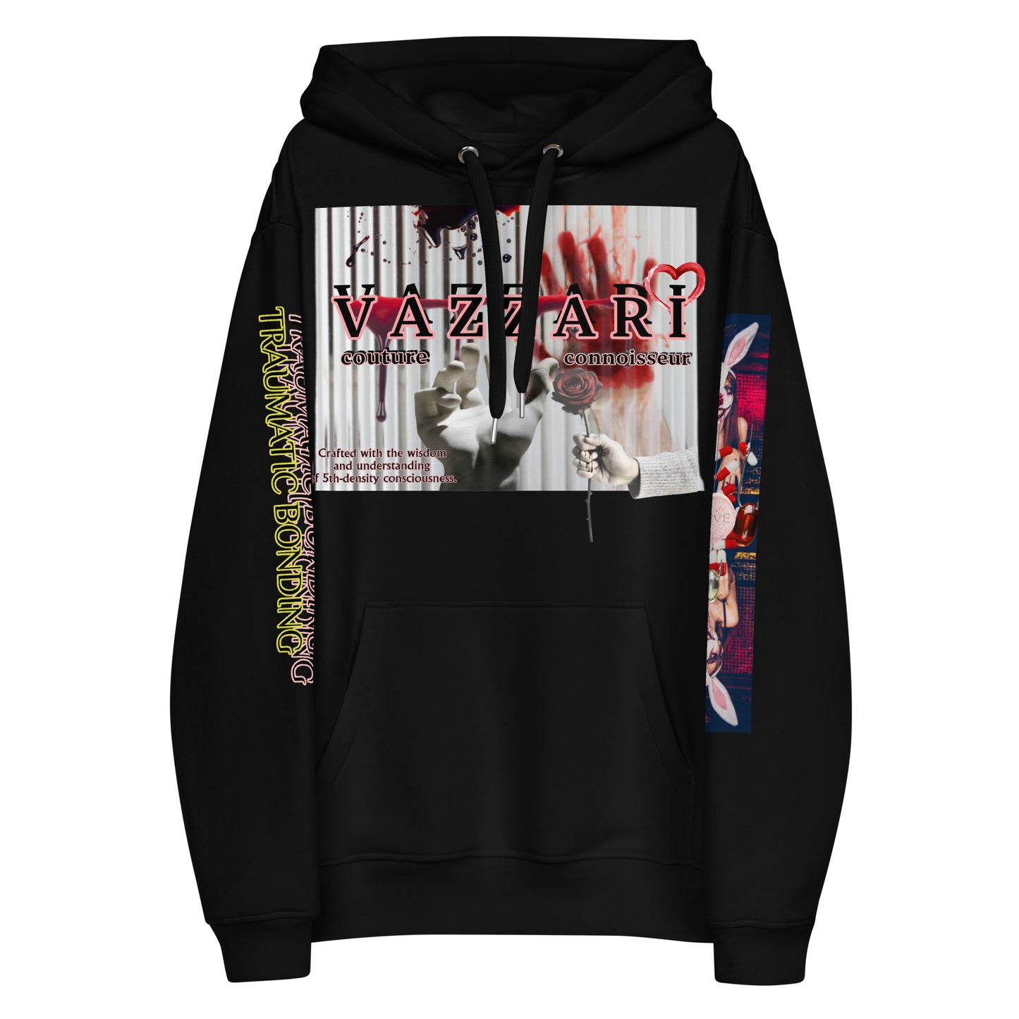Trauma Bonding: Unisex Nouveau Noir Hoodie - Organic Hoodie: Smart Casual, Streetwear, Couture Statement, Fashion 2075