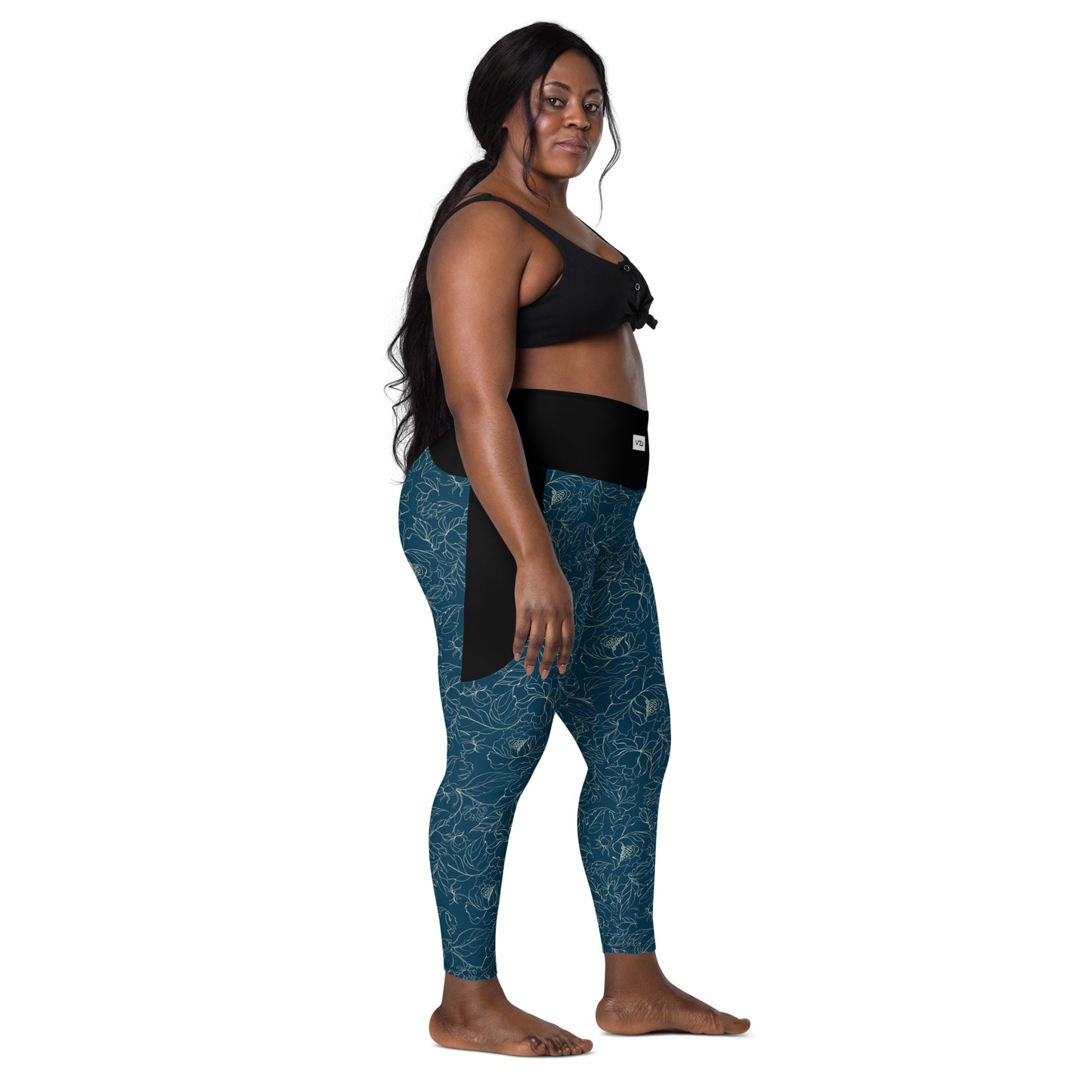 Navy Glimmer - Leggings with pockets - Tight fit, High-waisted, Soft and stretchy