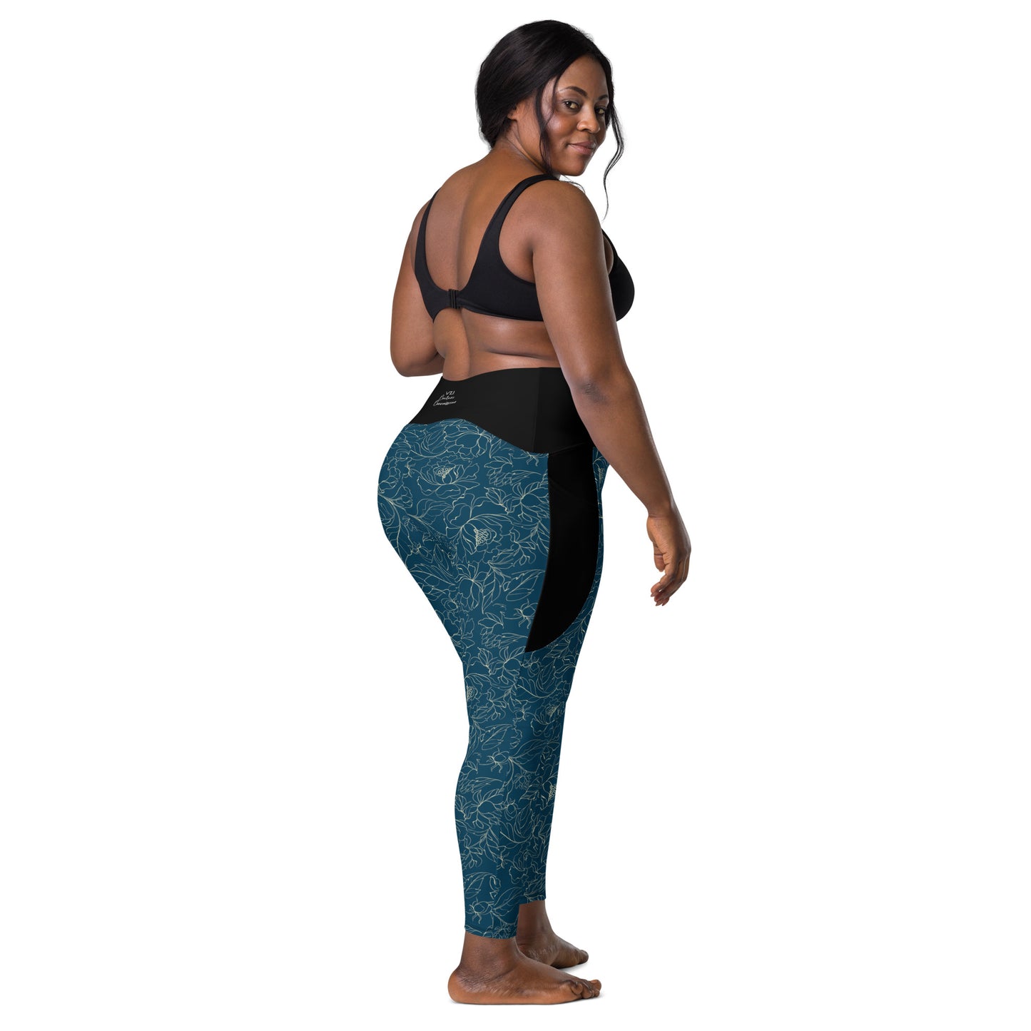 Navy Glimmer - Leggings with pockets - Tight fit, High-waisted, Soft and stretchy