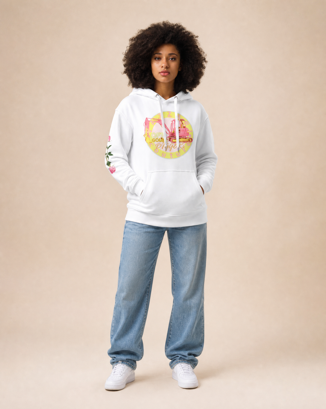 Gold Digger Blanc Éclat hoodie — Bone Atrium studio