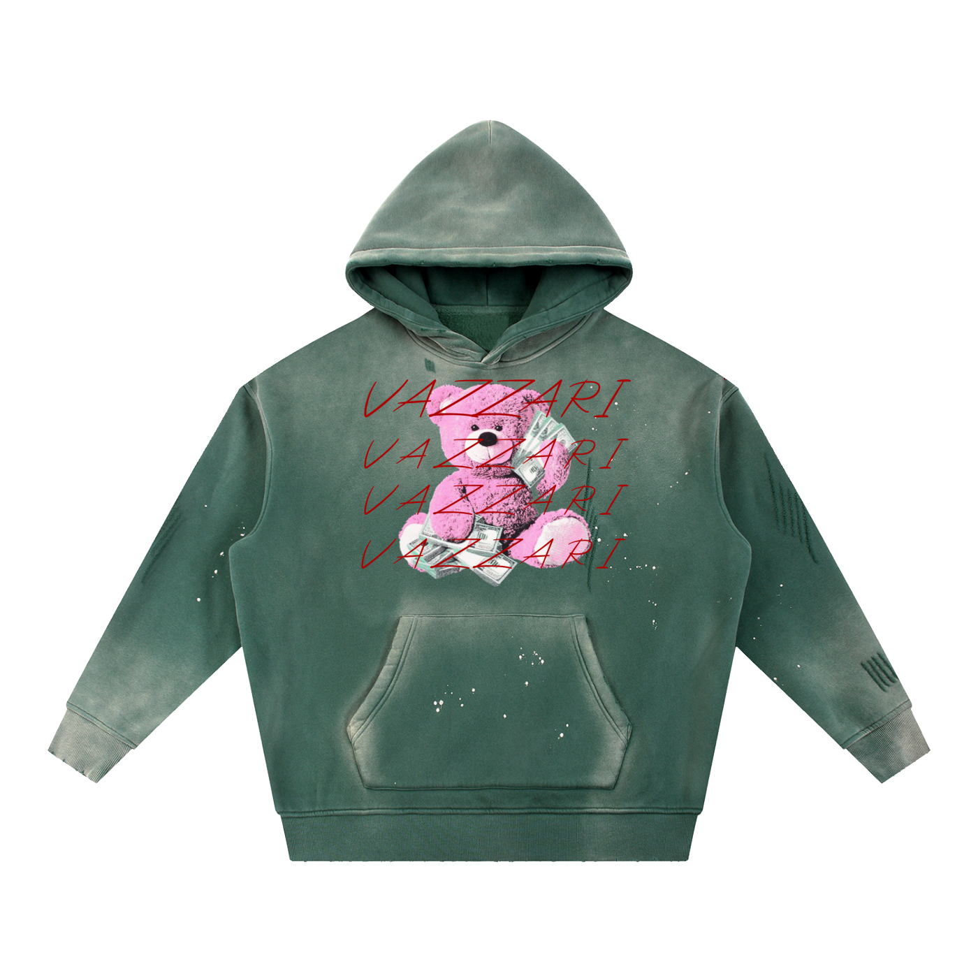 Vintage Washed Frayed Fleece Hoodie - VAZZARI - Unisex