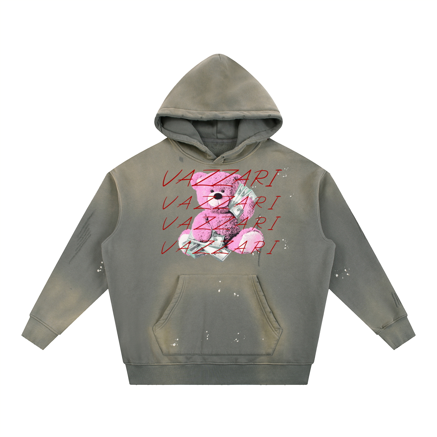 Vintage Washed Frayed Fleece Hoodie - VAZZARI - Unisex