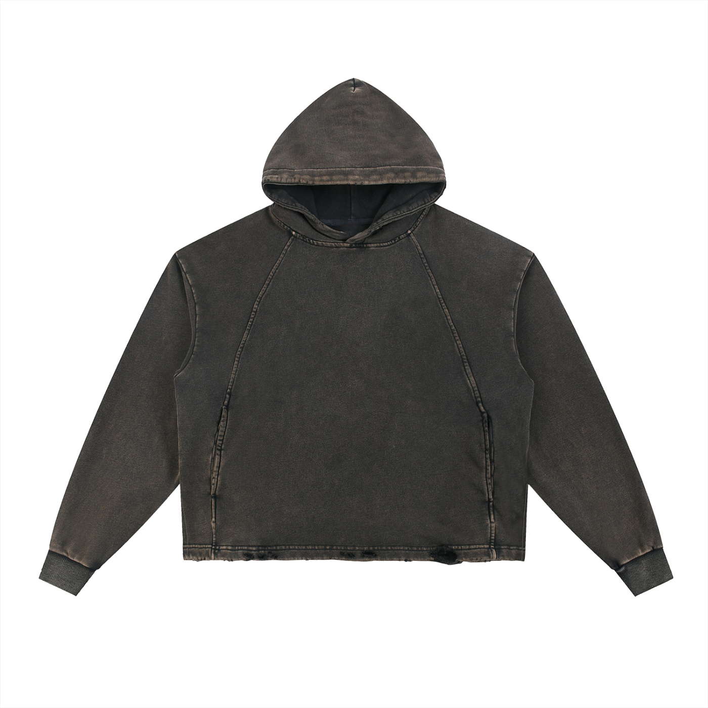 Vintage Washed Frayed-Hem Hoodie - VAZZARI - Unisex