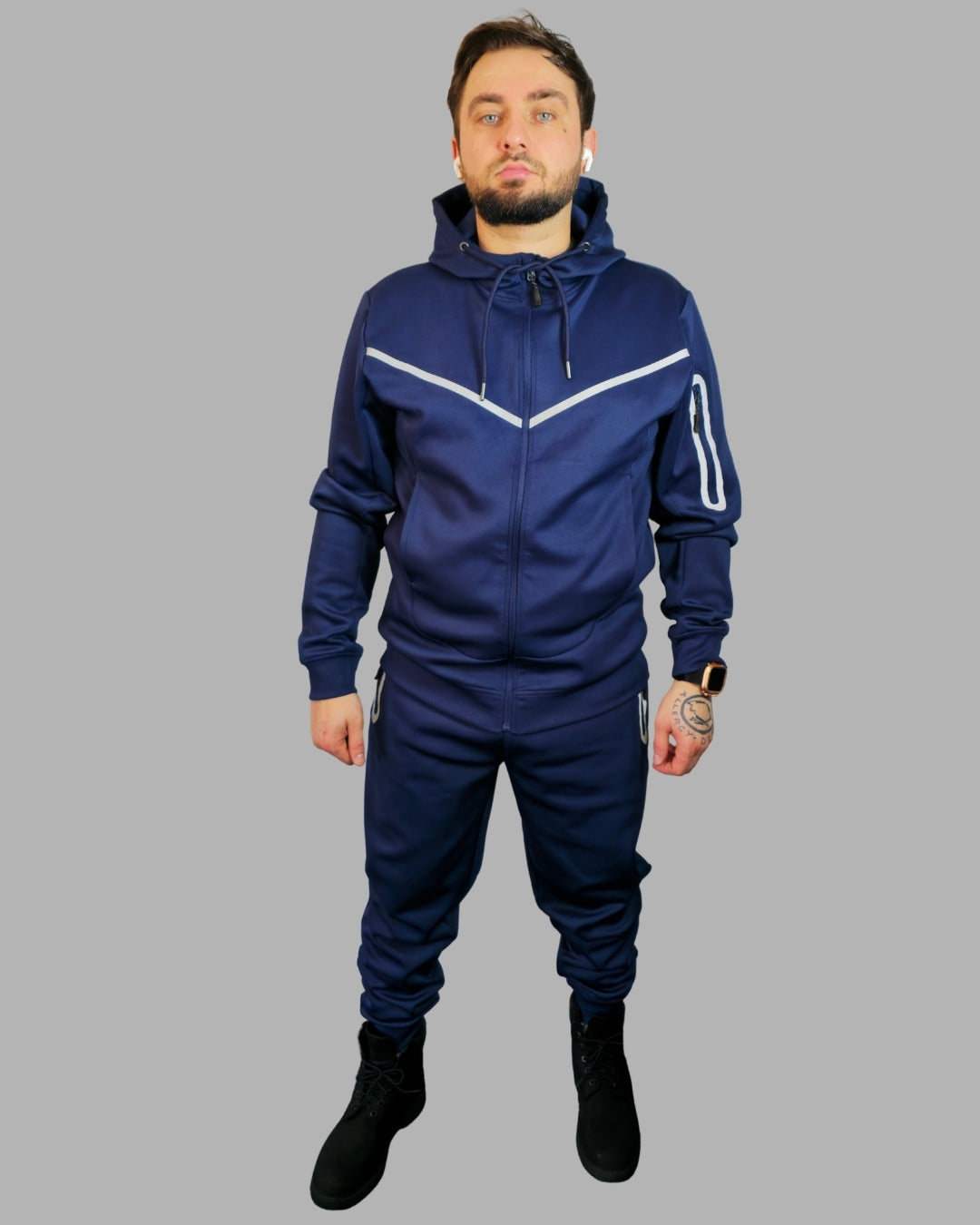 Men’s Plain Navy Blue Tracksuit | Soft Stretch Fabric | Comfortable Fit