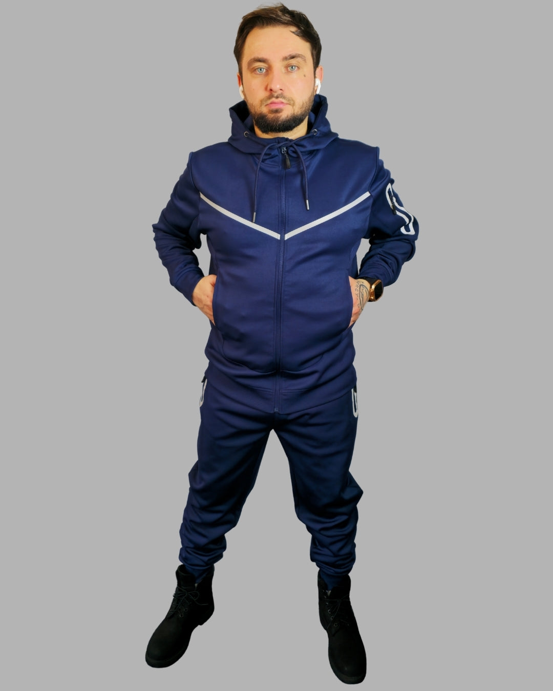 Men’s Plain Navy Blue Tracksuit | Soft Stretch Fabric | Comfortable Fit