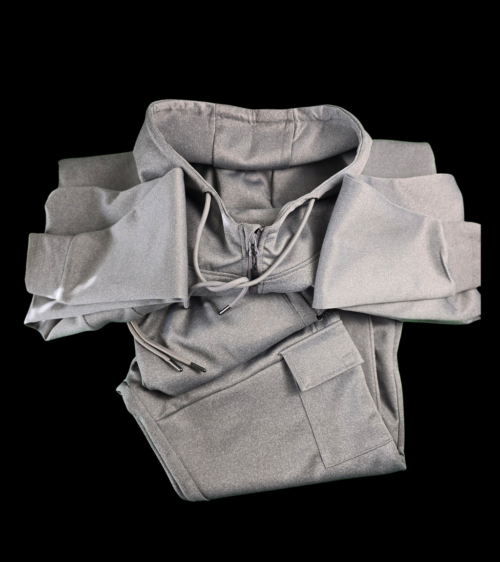 Men’s Plain Grey Tracksuit | Soft Stretch Fabric | Comfortable Fit | Cargo Pockets