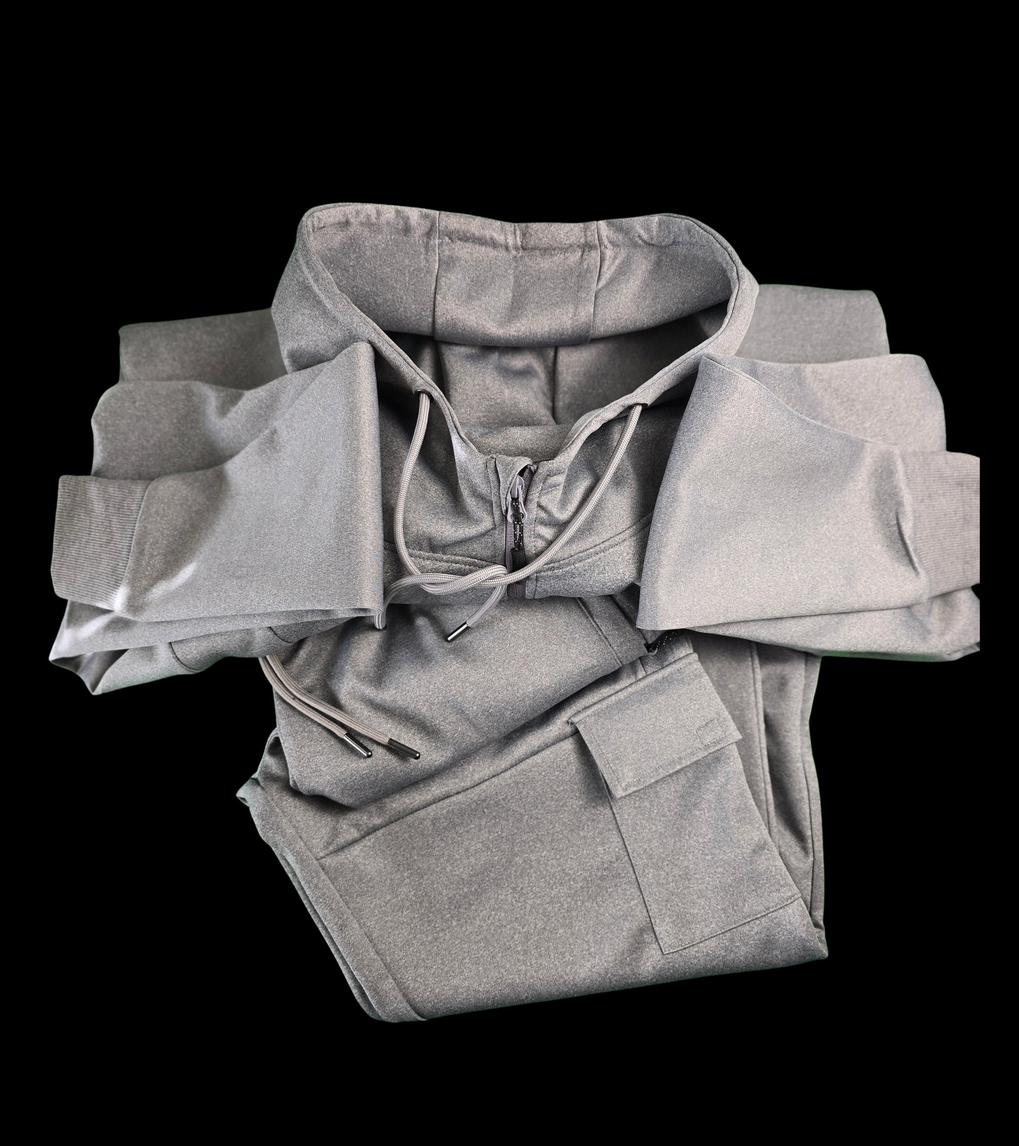 Men’s Plain Grey Tracksuit | Soft Stretch Fabric | Comfortable Fit | Cargo Pockets