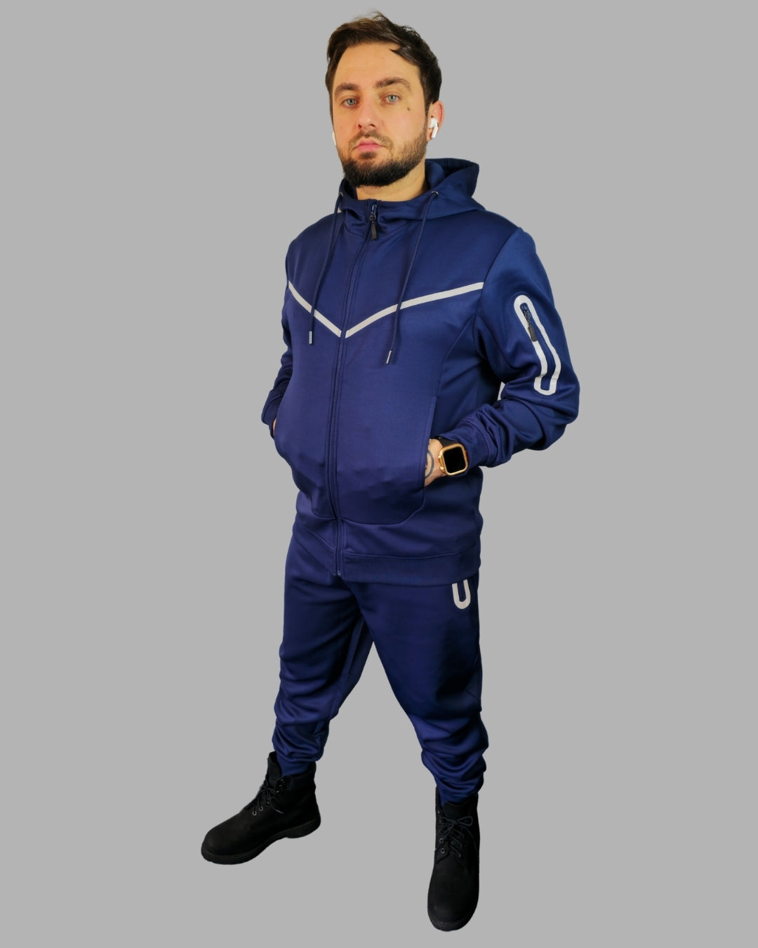 Men’s Plain Navy Blue Tracksuit | Soft Stretch Fabric | Comfortable Fit