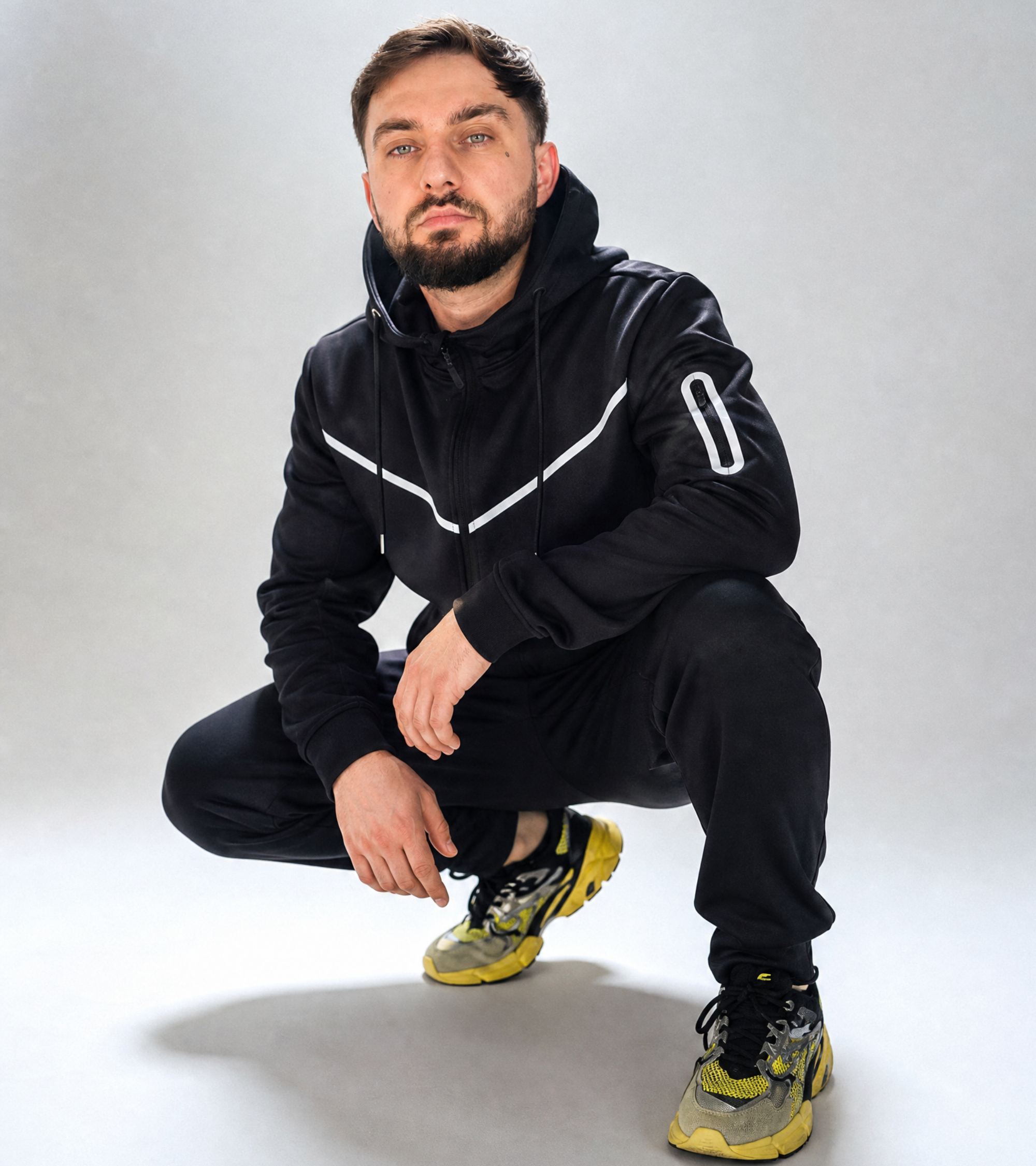 Men’s Black Tracksuit – Slim Fit, Premium Comfort, Full Zip Hoodie & Joggers