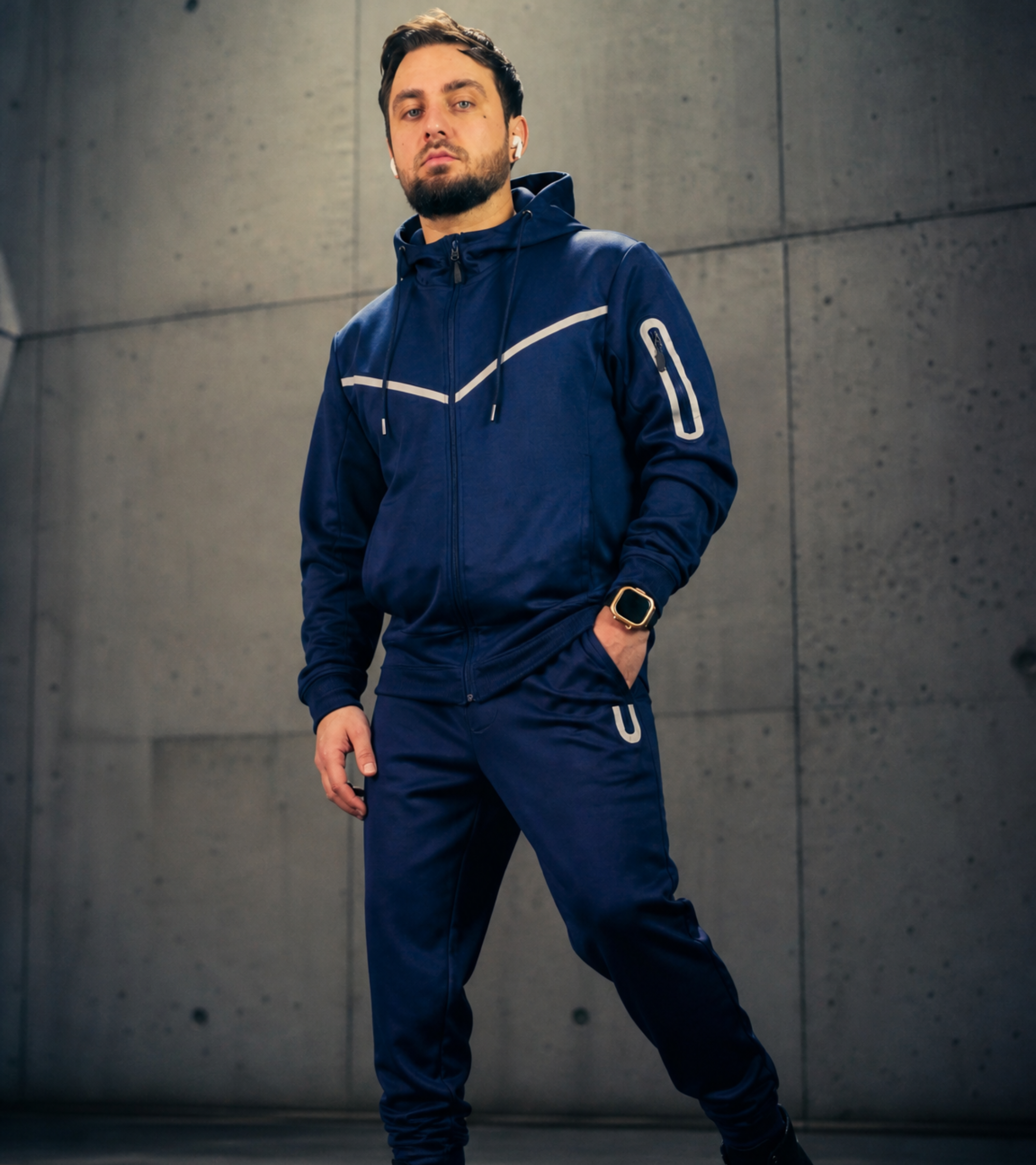 Men’s Blue Navy Tracksuit – Slim Fit, Premium Comfort, Full Zip Hoodie & Joggers