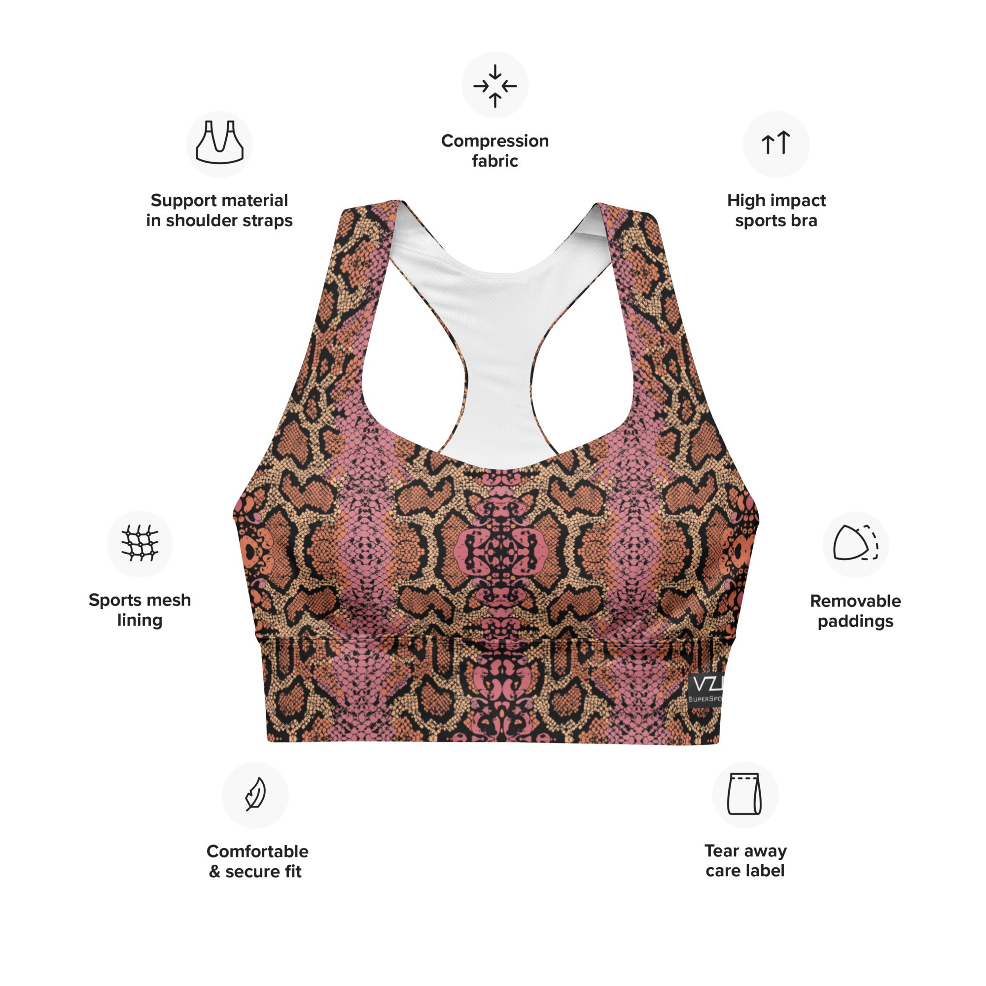 Obscure Revival : Longline Sports Bra - SuperSport, Endurance Series, Double-layered waistline band