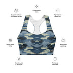 Tactical Navy: Longline Sports Bra - SuperSport, Endurance Series, Double-layered waistline band, Longline silhouette