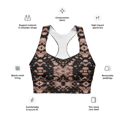 Bordeaux Enclave: Longline Sports Bra - SuperSport, Endurance Series, Double-layered waistline band