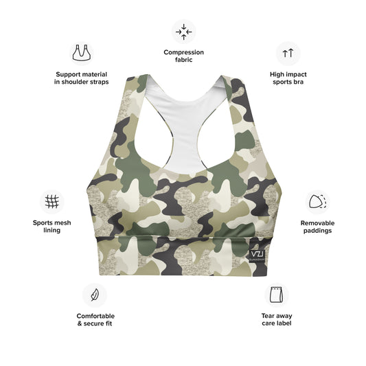 Ammo Attire: Longline Sports Bra - SuperSport, Endurance Series, Double-layered waistline band