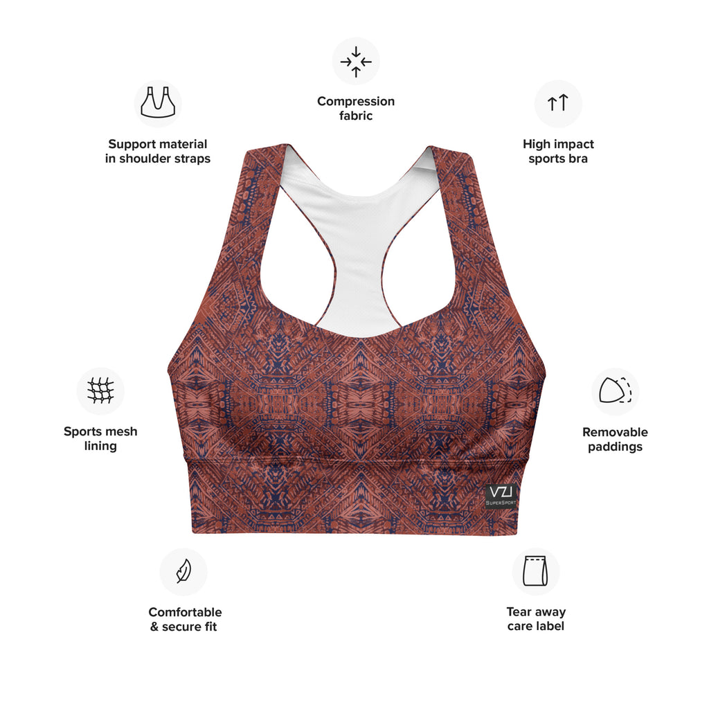 Crimson Deities : Longline Sports Bra - SuperSport, Endurance Series, Double-layered waistline band