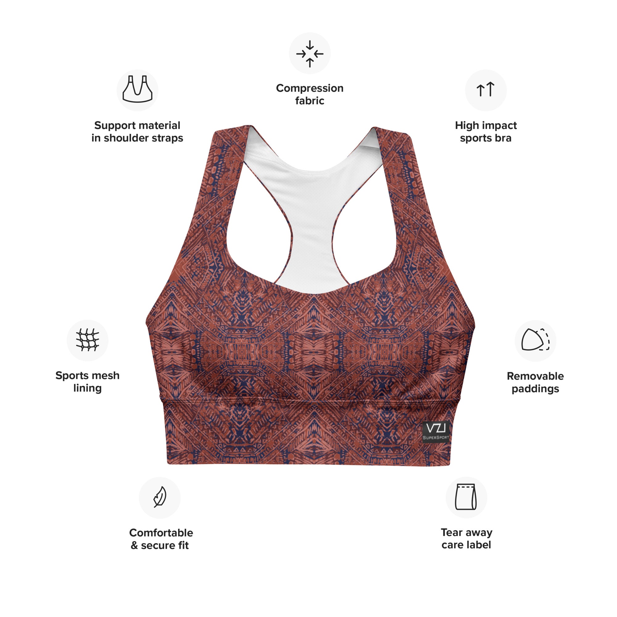 Crimson Deities : Longline Sports Bra - SuperSport, Endurance Series, Double-layered waistline band