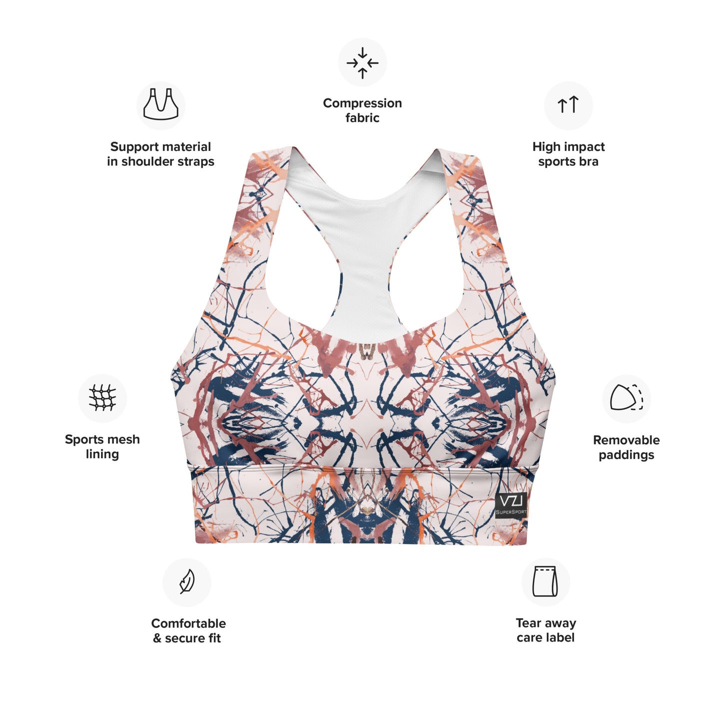 Cybernetic 2075 : Longline Sports Bra - SuperSport, Endurance Series, Double-layered waistline band
