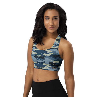 Tactical Navy: Longline Sports Bra - SuperSport, Endurance Series, Double-layered waistline band, Longline silhouette