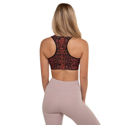 Crimson Serpent - Padded Sports Bra: Removable Padding, Scoop neckline and racerback