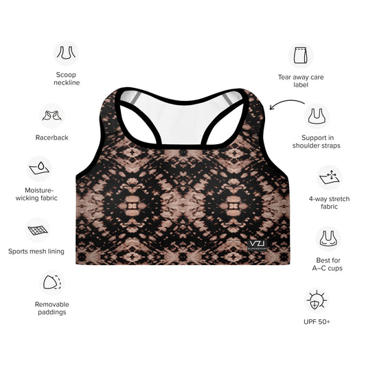 Bordeaux Enclave - Padded Sports Bra: Removable Padding, Scoop neckline and racerback