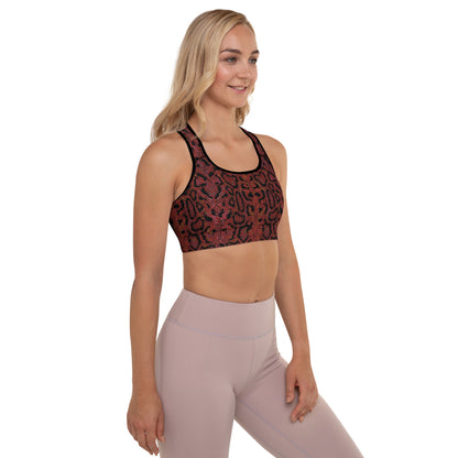 Crimson Serpent - Padded Sports Bra: Removable Padding, Scoop neckline and racerback