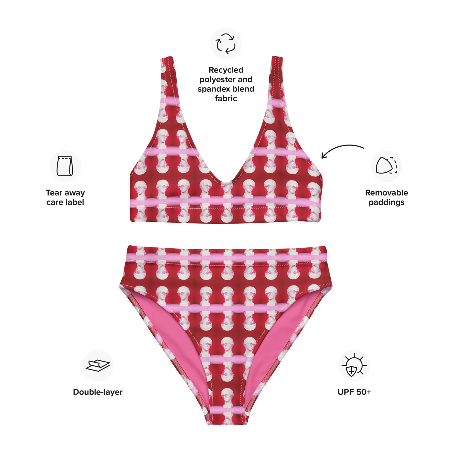 VZI Beachwear-Set – Bikini mit hoher Taille + BH: Smarter Anlass, der Statuenhafte