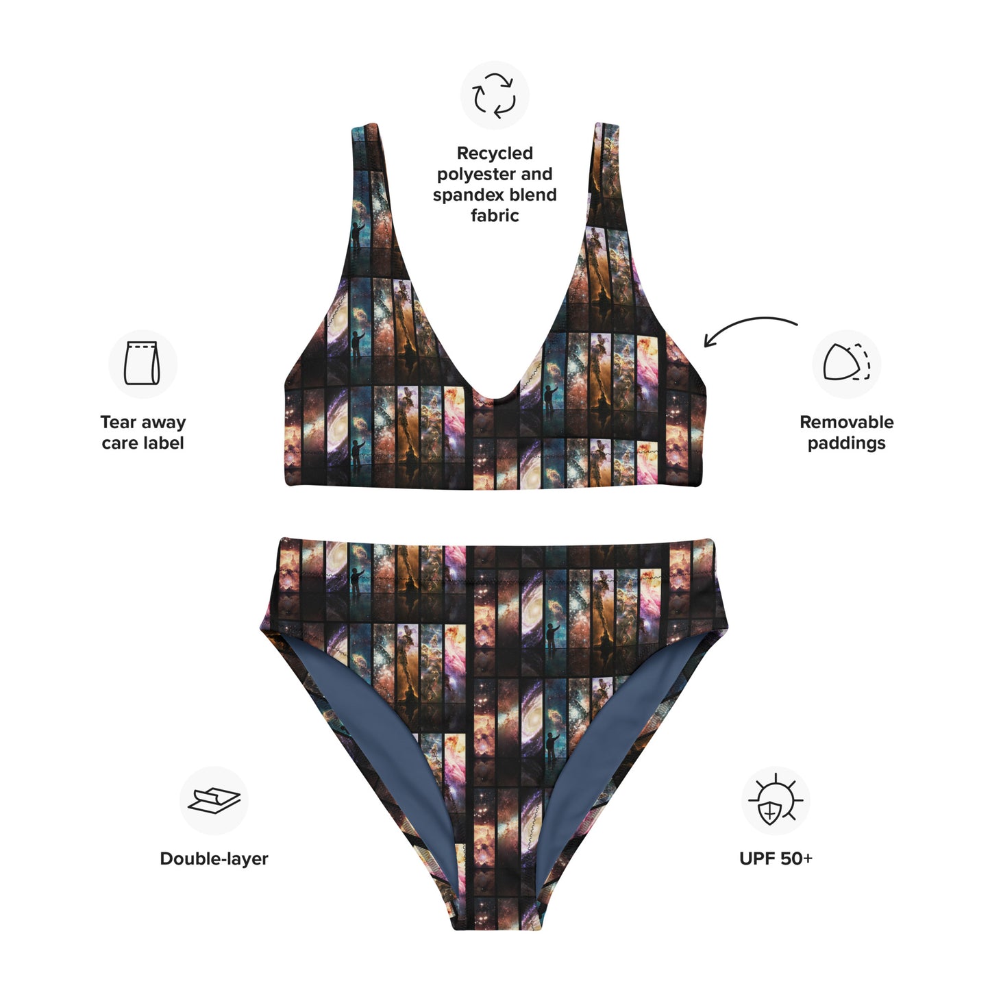 VZI Beachwear: Set - High-Waisted Bikini + Bra: Smart Occasion, The Cosmos