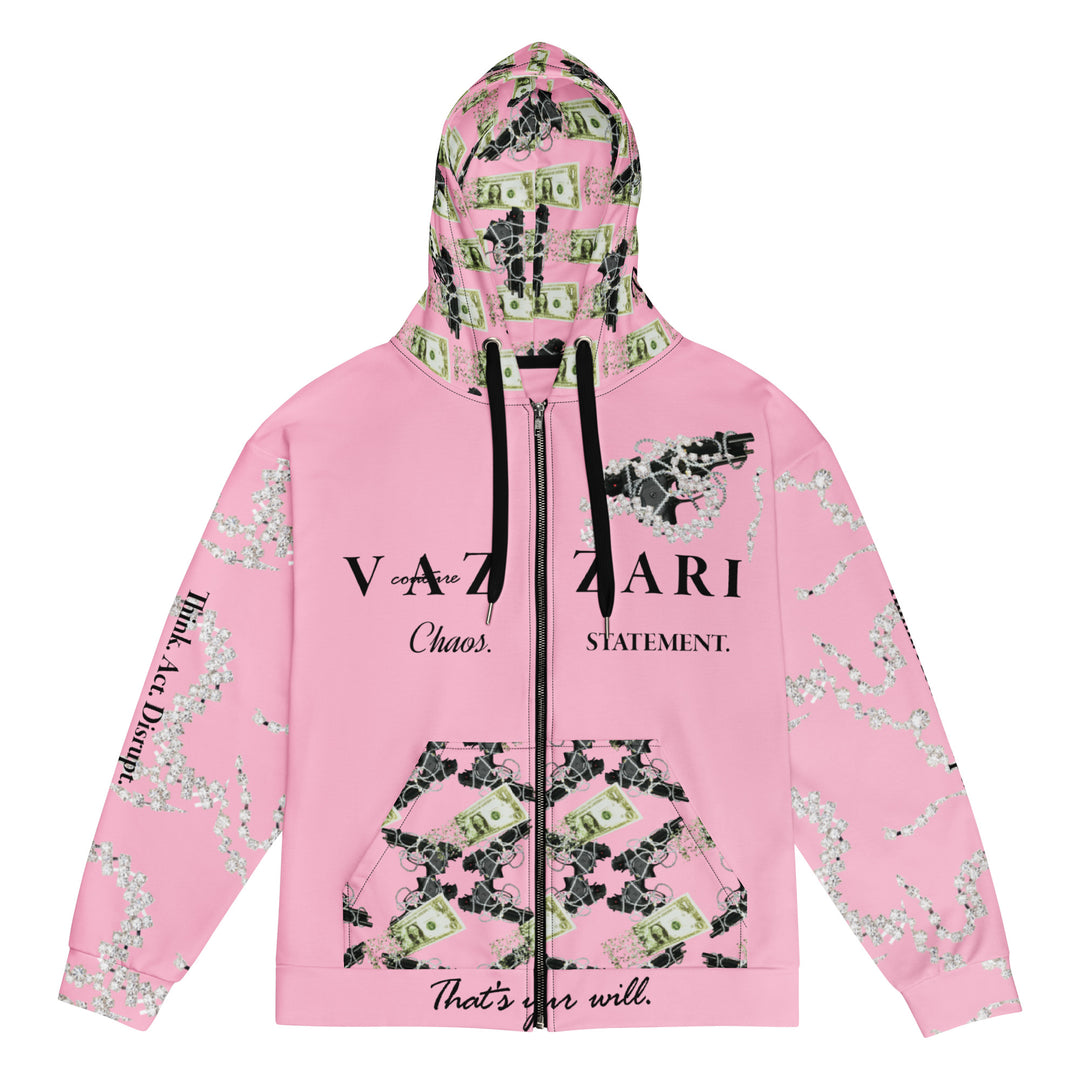 Vazzari Teddy Lip Zip Hoodie – Candy on a clean white background