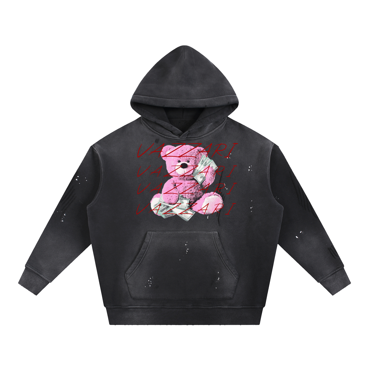 Vintage Washed Frayed Fleece Hoodie - VAZZARI - Unisex