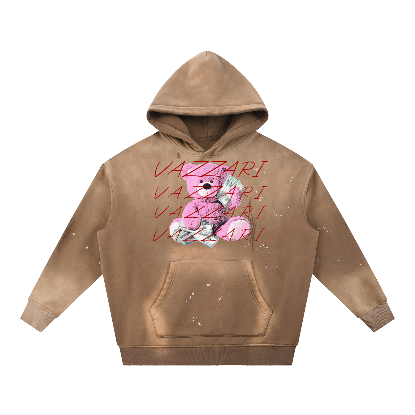 Vintage Washed Frayed Fleece Hoodie - VAZZARI - Unisex