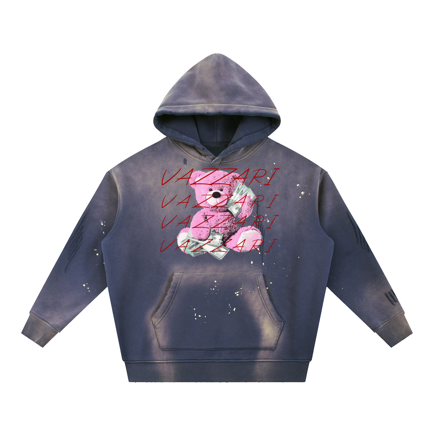 Vintage Washed Frayed Fleece Hoodie - VAZZARI - Unisex