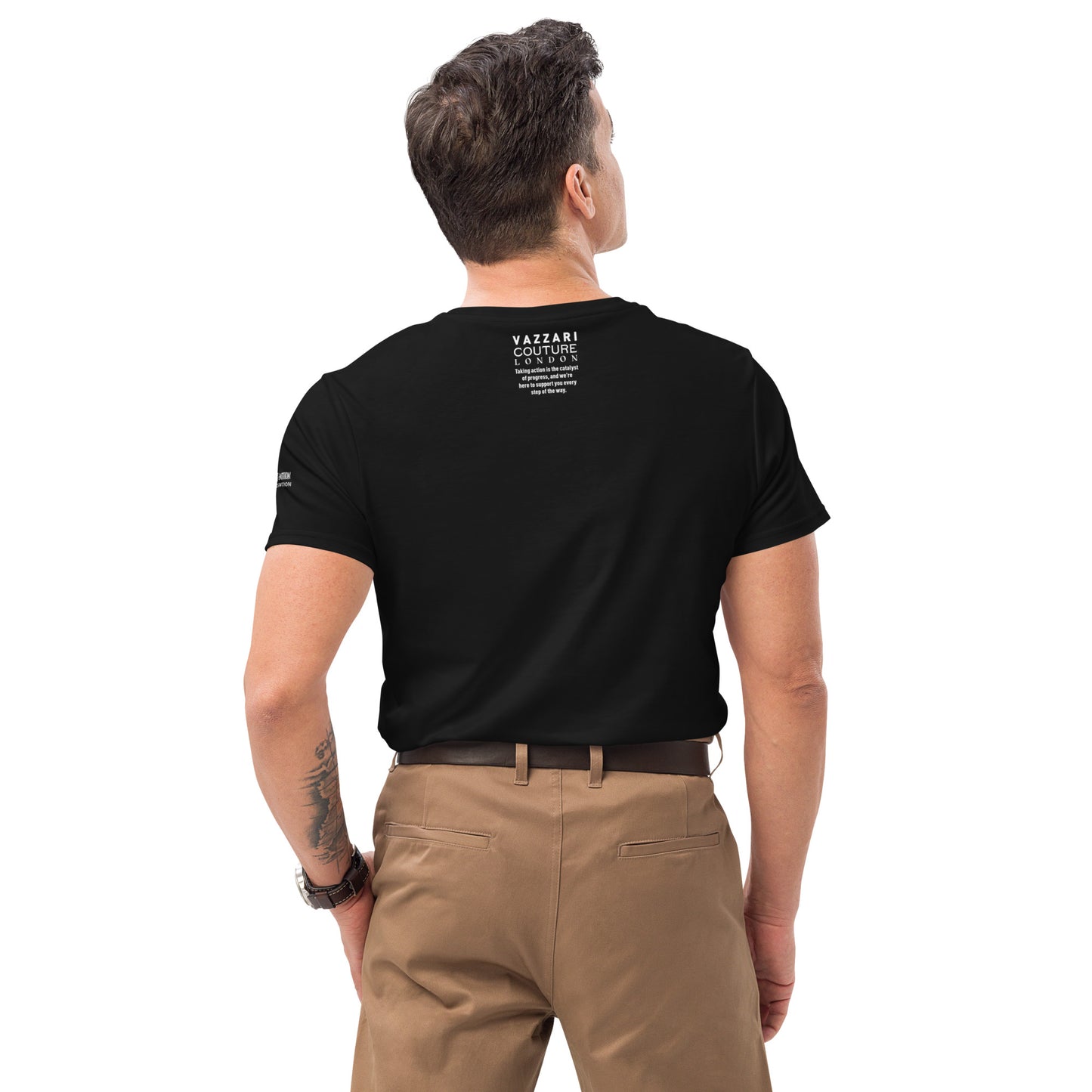 Outside Label, Left Sleeve LOGO - T-Shirt For Men's - Premium Cotton - Super Cotton, Smart Casual, Streetwear, High-End Couture