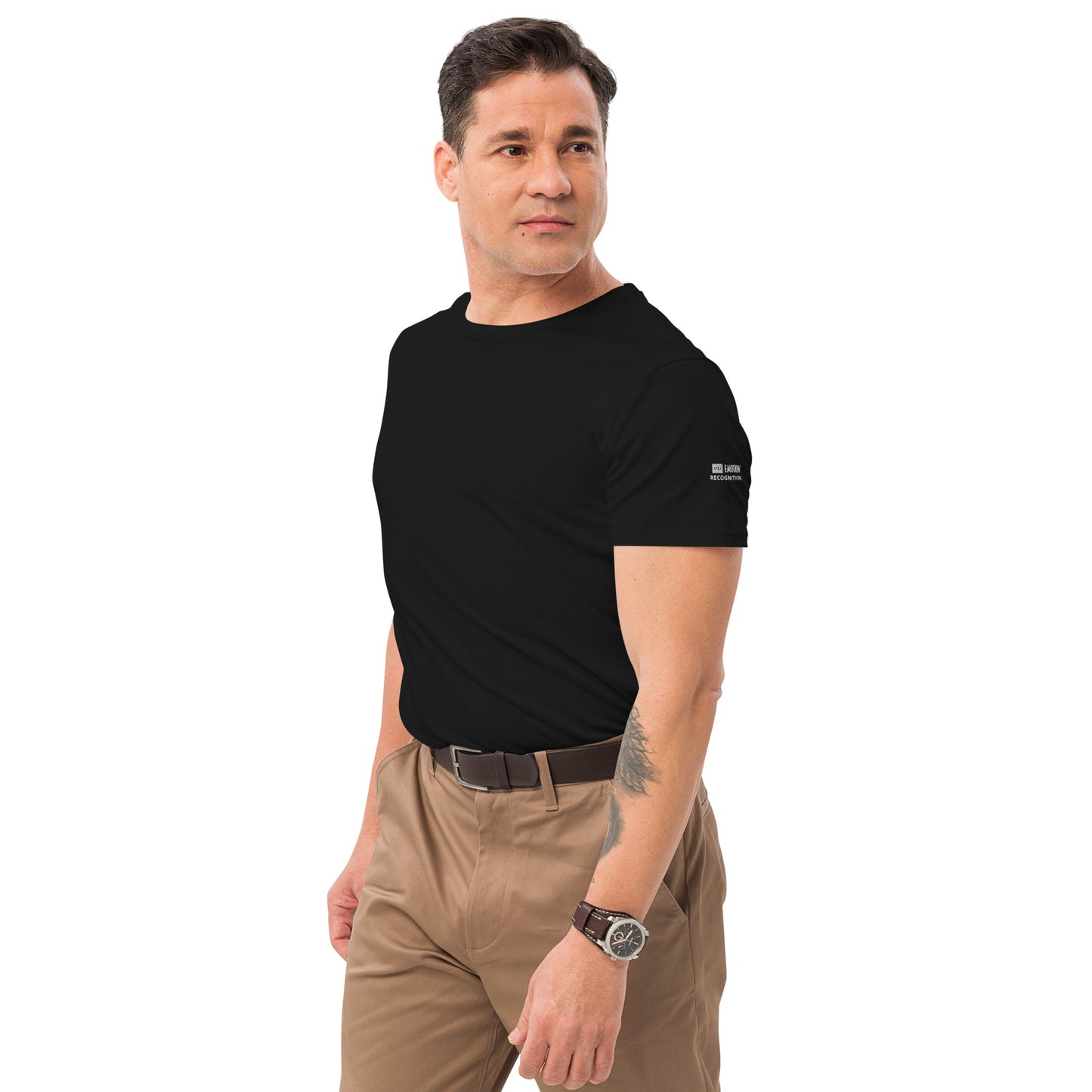 Outside Label, Left Sleeve LOGO - T-Shirt For Men's - Premium Cotton - Super Cotton, Smart Casual, Streetwear, High-End Couture