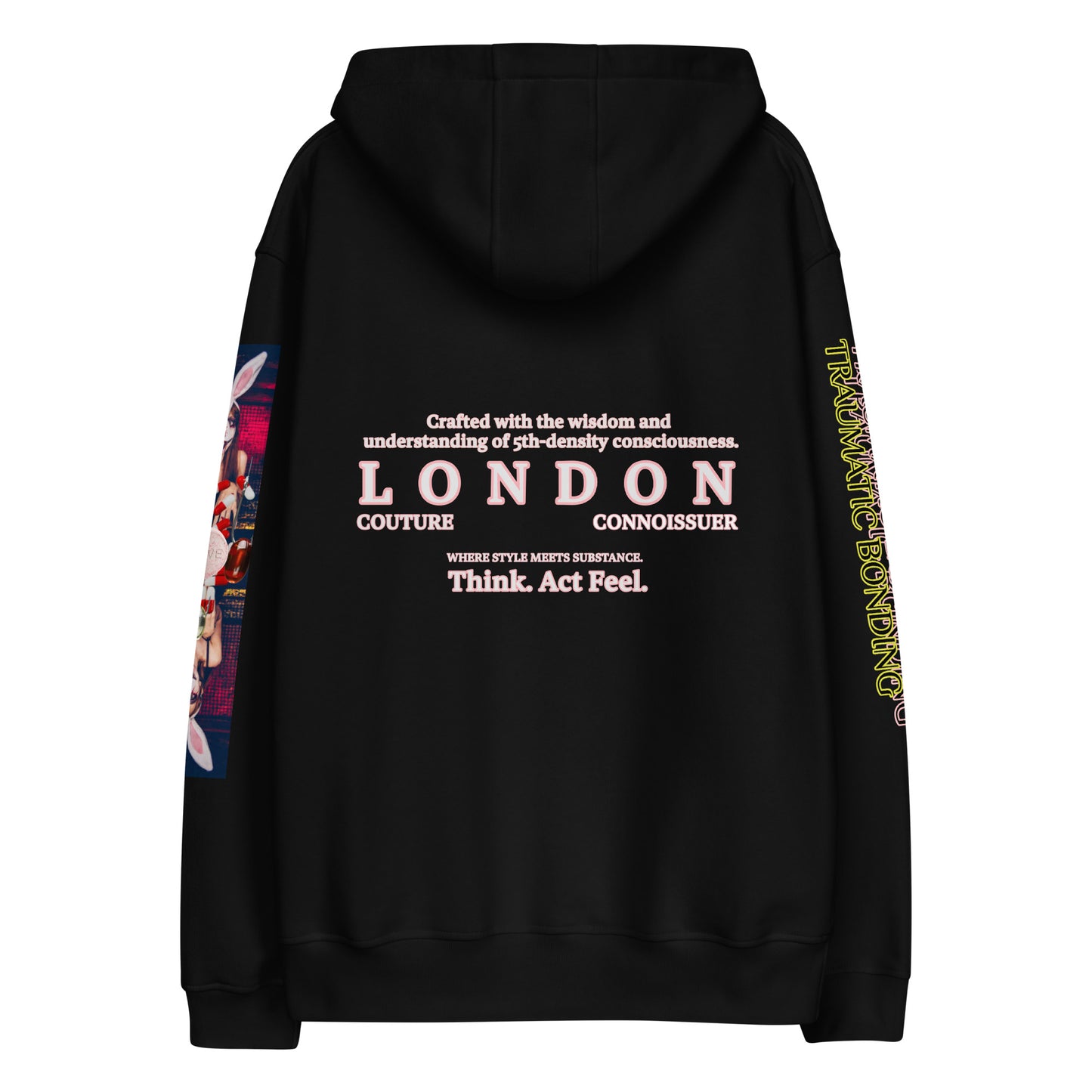 Trauma Bonding: Unisex Nouveau Noir Hoodie - Organic Hoodie: Smart Casual, Streetwear, Couture Statement, Fashion 2075