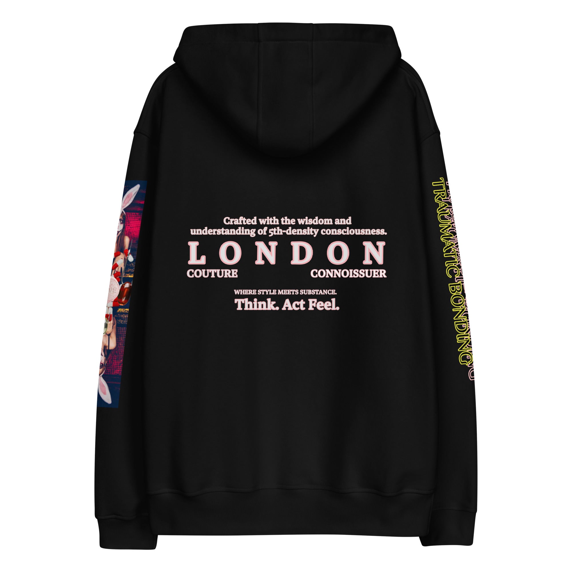 Trauma Bonding: Unisex Nouveau Noir Hoodie - Organic Hoodie: Smart Casual, Streetwear, Couture Statement, Fashion 2075