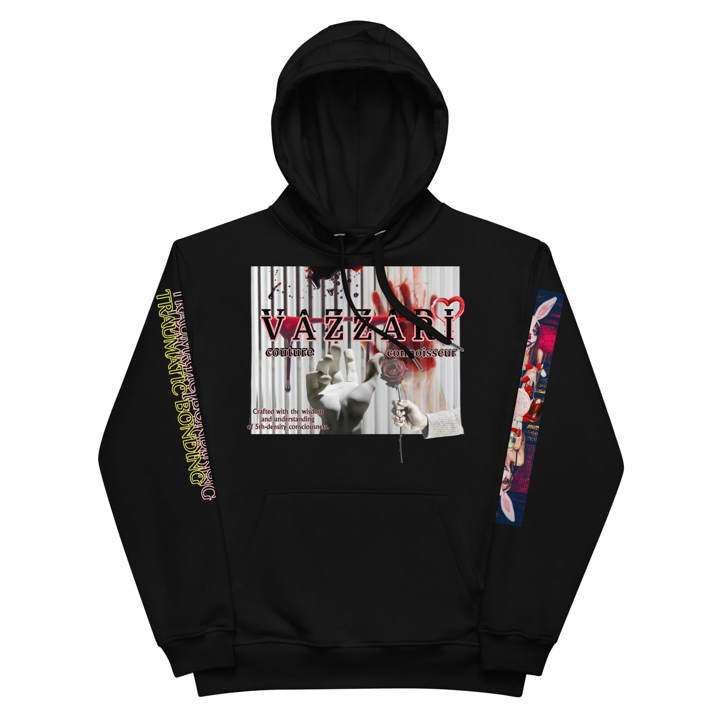 Trauma Bonding: Unisex Nouveau Noir Hoodie - Organic Hoodie: Smart Casual, Streetwear, Couture Statement, Fashion 2075