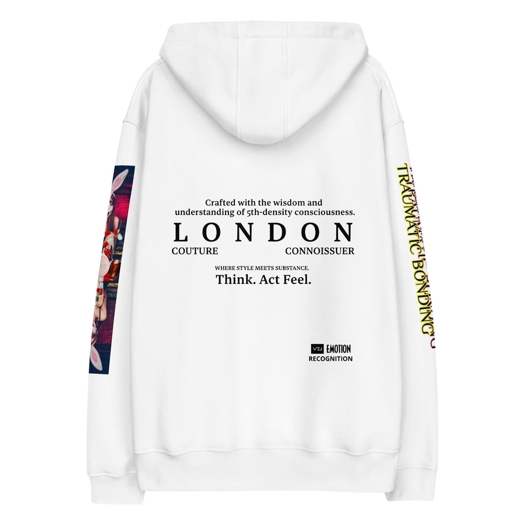Trauma Bonding: Unisex Blanc Eclat Hoodie - Organic Hoodie: Smart Casual, Streetwear, Couture Statement, Fashion 2075