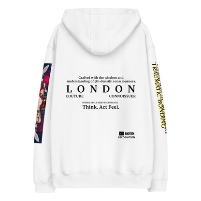 Trauma Bonding: Unisex Blanc Eclat Hoodie - Organic Hoodie: Smart Casual, Streetwear, Couture Statement, Fashion 2075