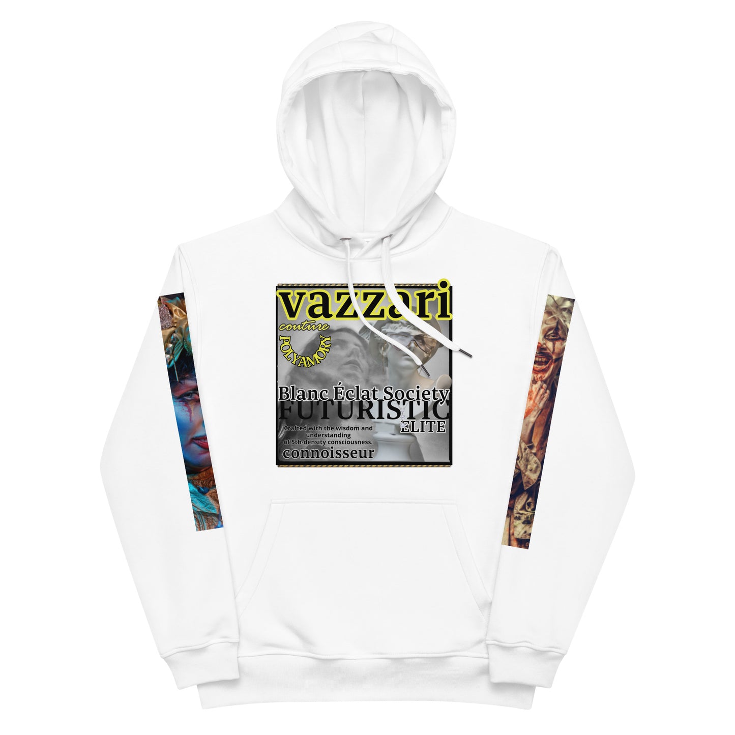 Polyamory: Unisex Blanc Eclat Hoodie - Organic Hoodie: Smart Casual, Streetwear, Couture Statement, Fashion 2075