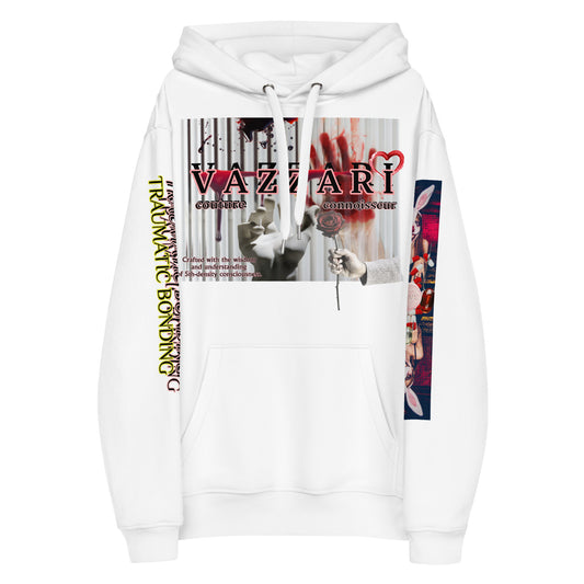 Trauma Bonding: Unisex Blanc Eclat Hoodie - Organic Hoodie: Smart Casual, Streetwear, Couture Statement, Fashion 2075