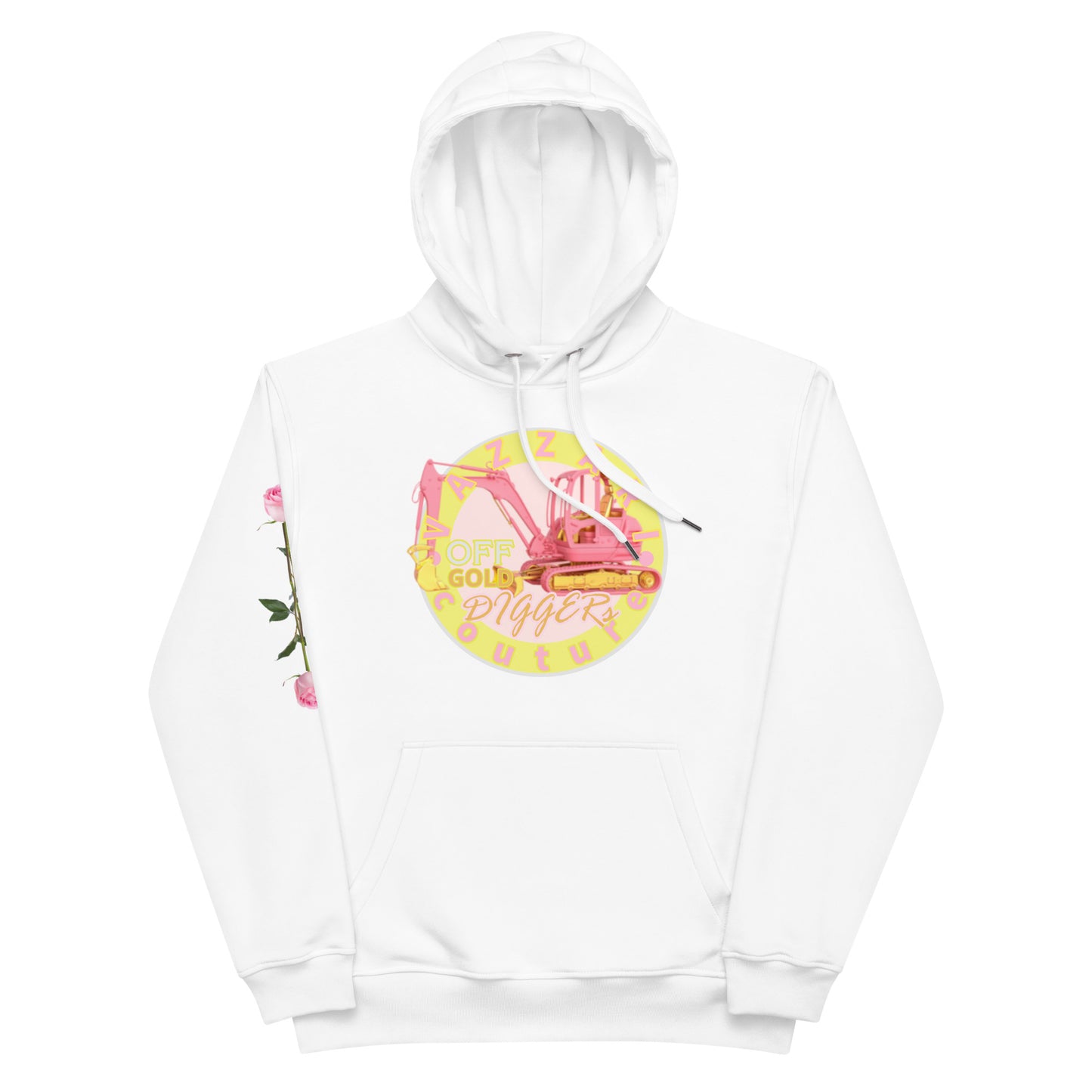 Gold Digger: Unisex Blanc Eclat Hoodie - Organic Hoodie: Smart Casual, Streetwear, Couture Statement, Fashion 2125