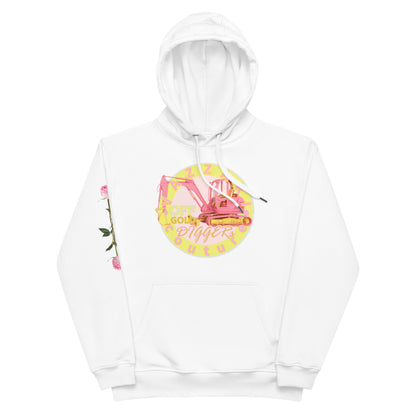 Gold Digger: Unisex Blanc Eclat Hoodie - Organic Hoodie: Smart Casual, Streetwear, Couture Statement, Fashion 2125