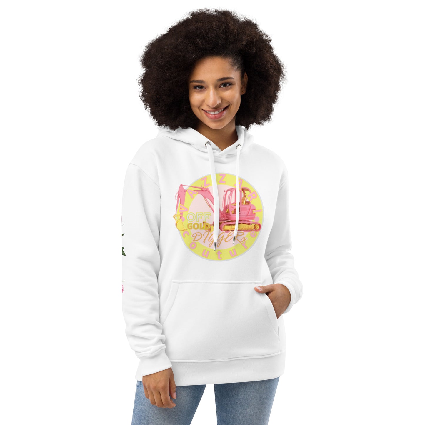 Gold Digger: Unisex Blanc Eclat Hoodie - Organic Hoodie: Smart Casual, Streetwear, Couture Statement, Fashion 2125