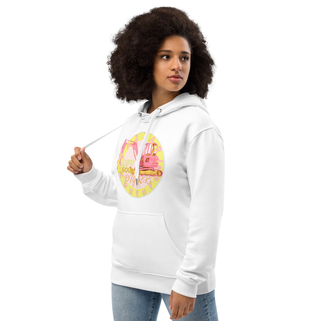 Gold Digger: Unisex Blanc Eclat Hoodie - Organic Hoodie: Smart Casual, Streetwear, Couture Statement, Fashion 2125