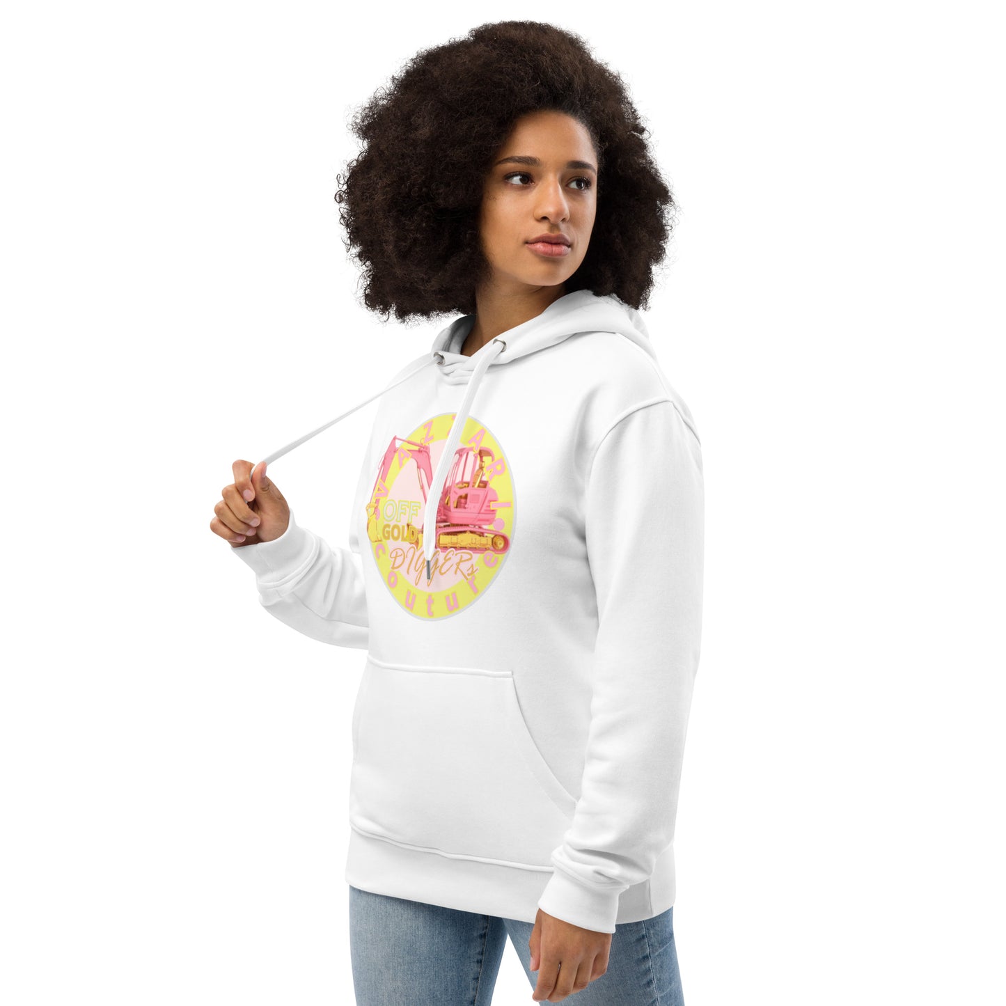 Gold Digger: Unisex Blanc Eclat Hoodie - Organic Hoodie: Smart Casual, Streetwear, Couture Statement, Fashion 2125