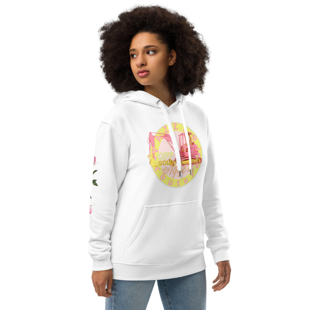 Gold Digger: Unisex Blanc Eclat Hoodie - Organic Hoodie: Smart Casual, Streetwear, Couture Statement, Fashion 2125